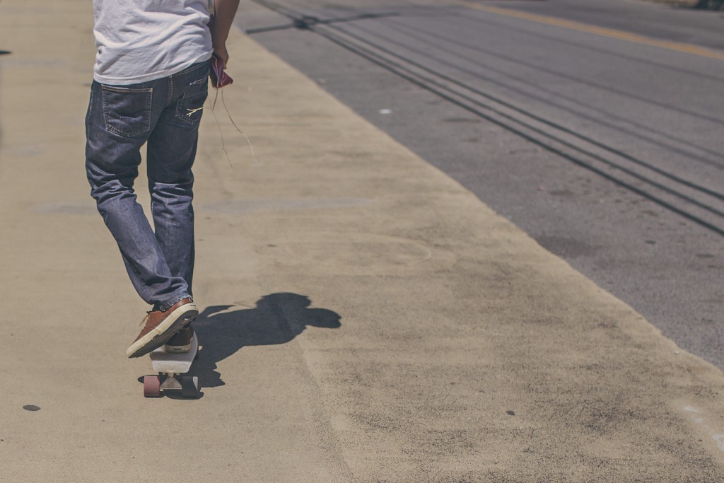 teenage boy skateboarding