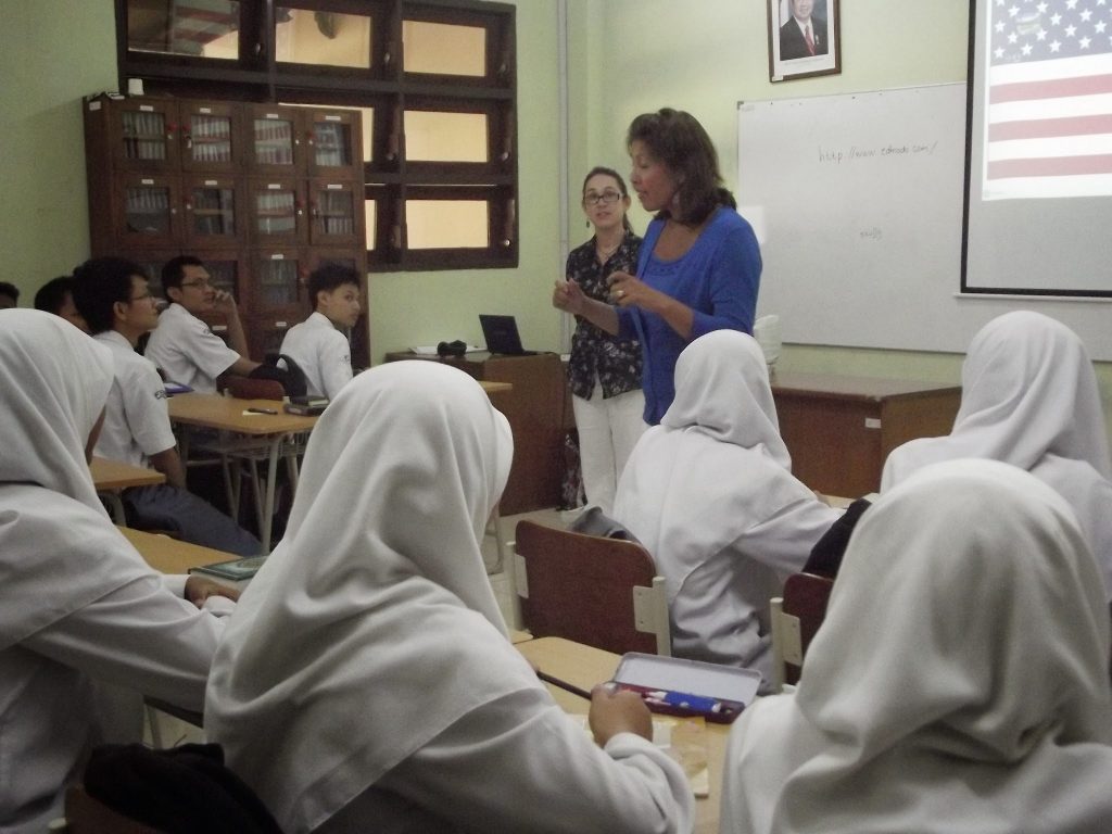 Communicating in an Indonesian school.